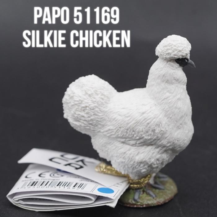 PAPO 51169 Silkie Chicken Ayam Kapas Silkie  Gallus gallus domesticus Mainan Figure Binatang Miniatu