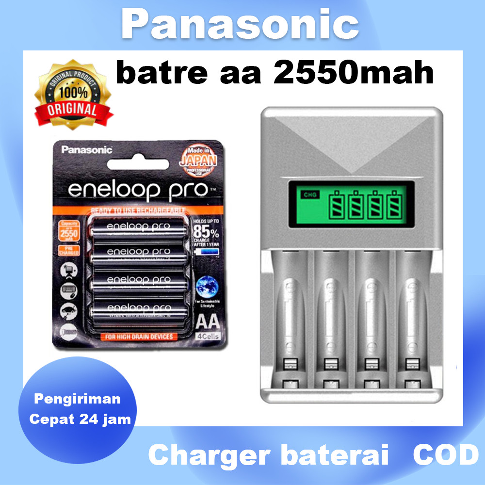 Baterai eneloop pro 100% Asli Baterai isi ulang  AA atau AA x 4 PC batre aa charger baterai baterai 
