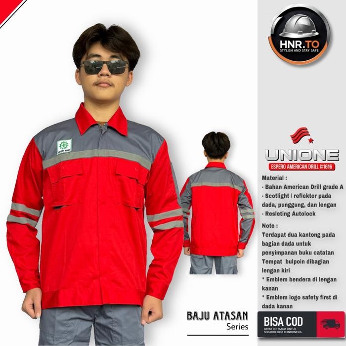 Baju Wearpack Scotlight Safety/ seragam Kerja / proyek/ APD K3 - MERAH ABU, M