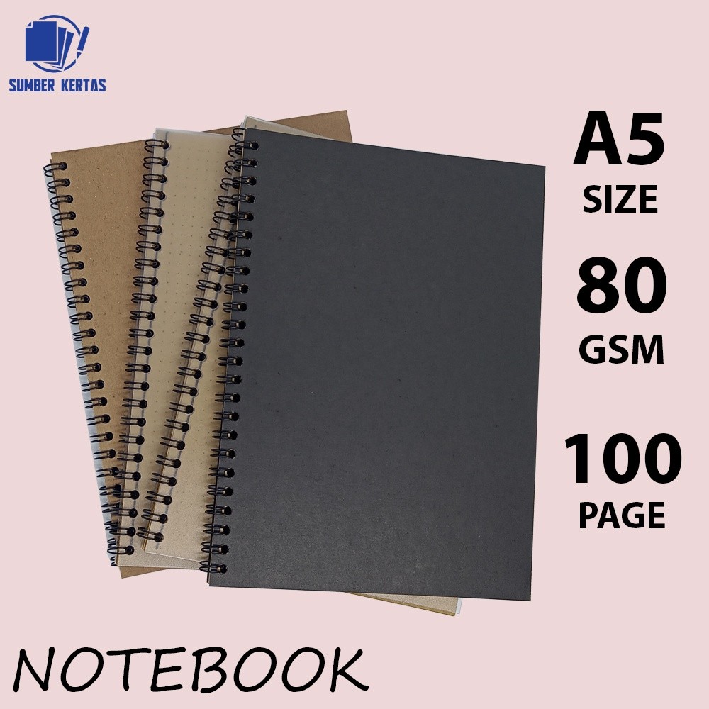 

NOTEBOOK A5/BROWN PAPER/JURNAL/BUKU CATATAN/VINTAGE CRAFT PAPER Buku Tulis Spiral GRID KOTAK2 DOT TITIK2 BLANK