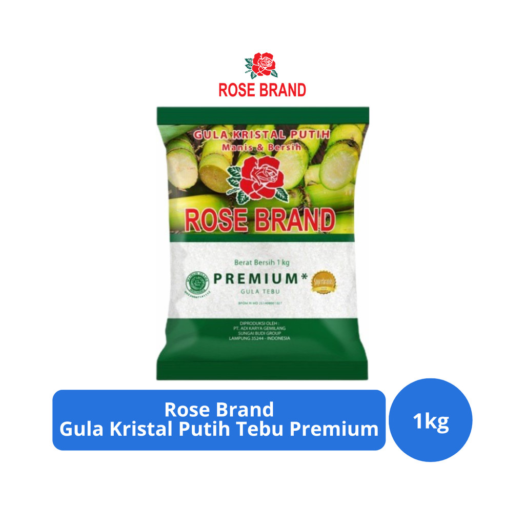 

Rose Brand Gula Kristal Putih Tebu Premium 1kg