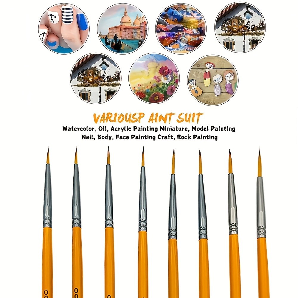 

8pcs Small Detail Miniature Model Painting Brush Set for Acrylic Watercolor Gouache Ink Tempera and Body Painting