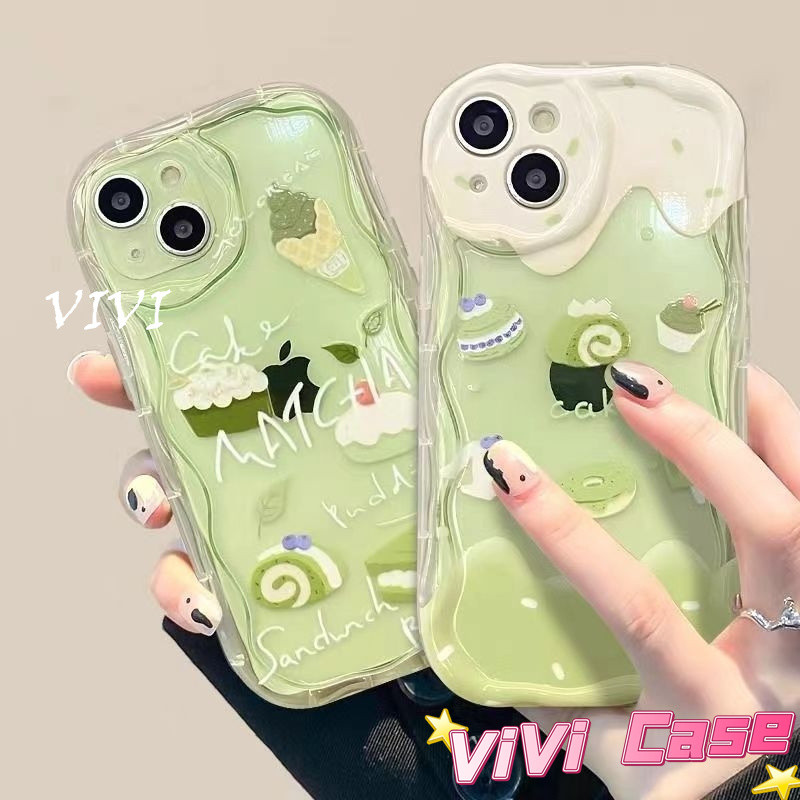 case OPPO Pola Kue Hijau Casing ponsel cocok untuk OPPO A94 Softcase Macaron F17PRO A58 4G 5G Casing