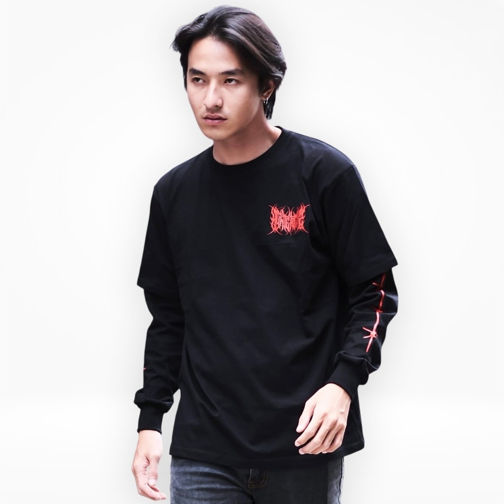 (COD) HUNTERCUTZ - T Shirt longsleeve Black Metal Red Logo