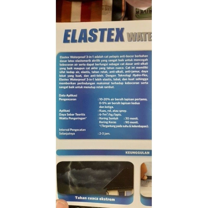 Nippon paint Elastex waterproof 3 in 1 20 kg,cat pelapis anti bocor elastex 3 in 1 20 kg,cat Elastex