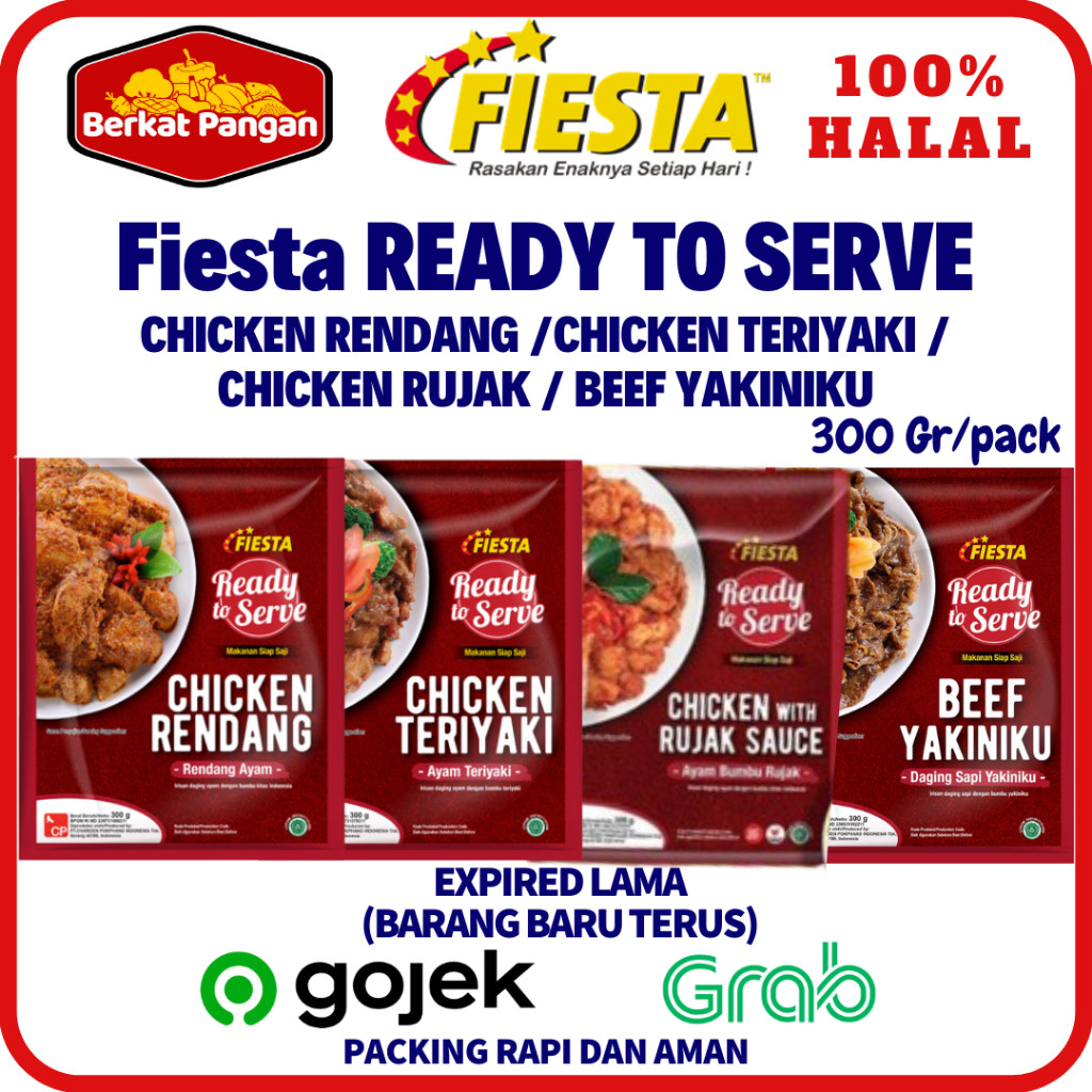 

Fiesta Ready to Serve Chicken Teriyaki Ayam Teriyaki / Chicken Rendang Ayam Rendang / Beef Yakiniku / Chicken Rujak 300gr