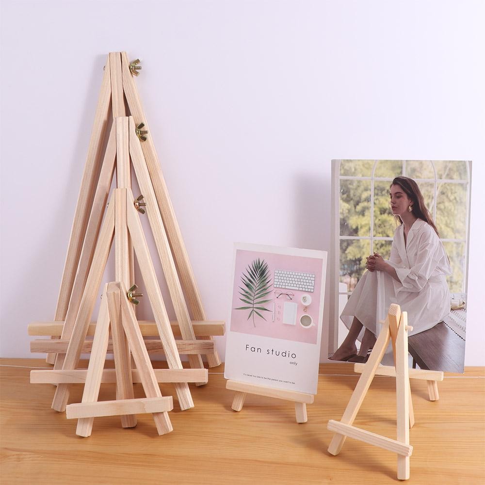 

Holder Painting & Sketch Wood Mini Easel Small Portable Triangle Display Stand Foldable Desk Stand Tripod Desk