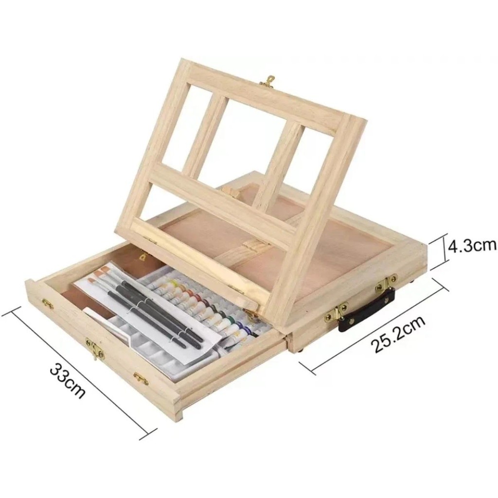 

Portable Wooden Table Easel for Artists And Kids Sketch Drawer Box Desktop Laptop Accessories Suitcase Art Painting Supplies