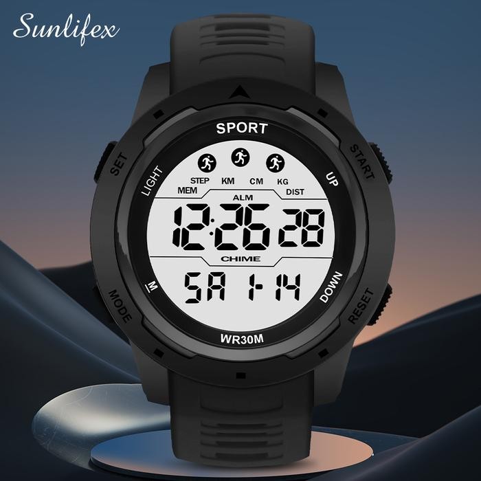 Sunlifex Jam Tangan Pria Digital Original Sports Multifungsi Jam - Hitam