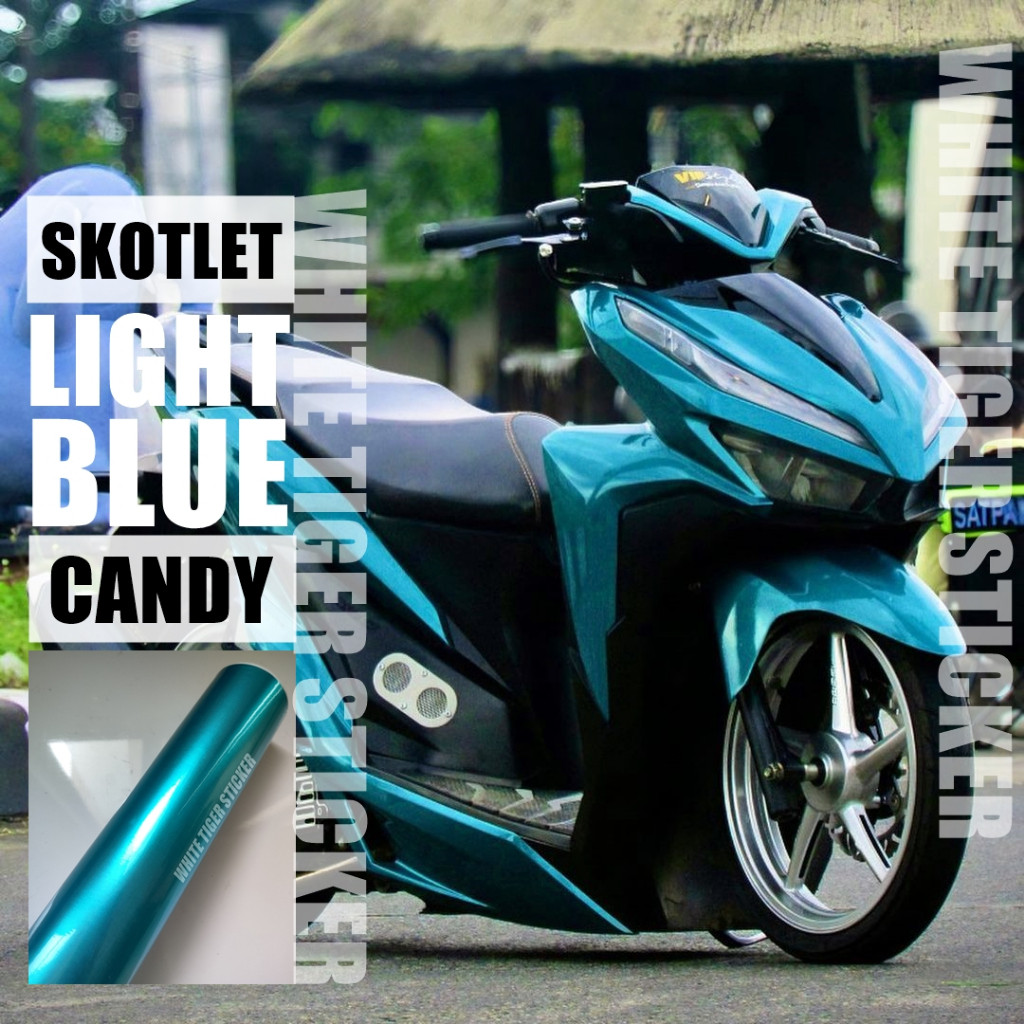 Skotlet Stiker Motor Light Blue Candy Skotlet Biru Muda Metalik Candy Stiker Biru Candy Metalik Harg