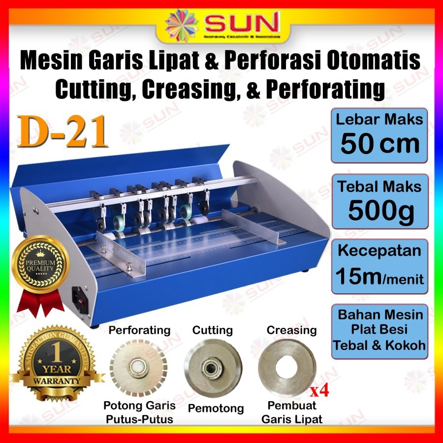 

Mesin Electric Cutting, Creasing & Perforating D-19 ( Mesin pemotong kertas, Pembuat Lipatan, Garis Putus Putus ) / Mesin Electric 4 in 1 Creasing D-20