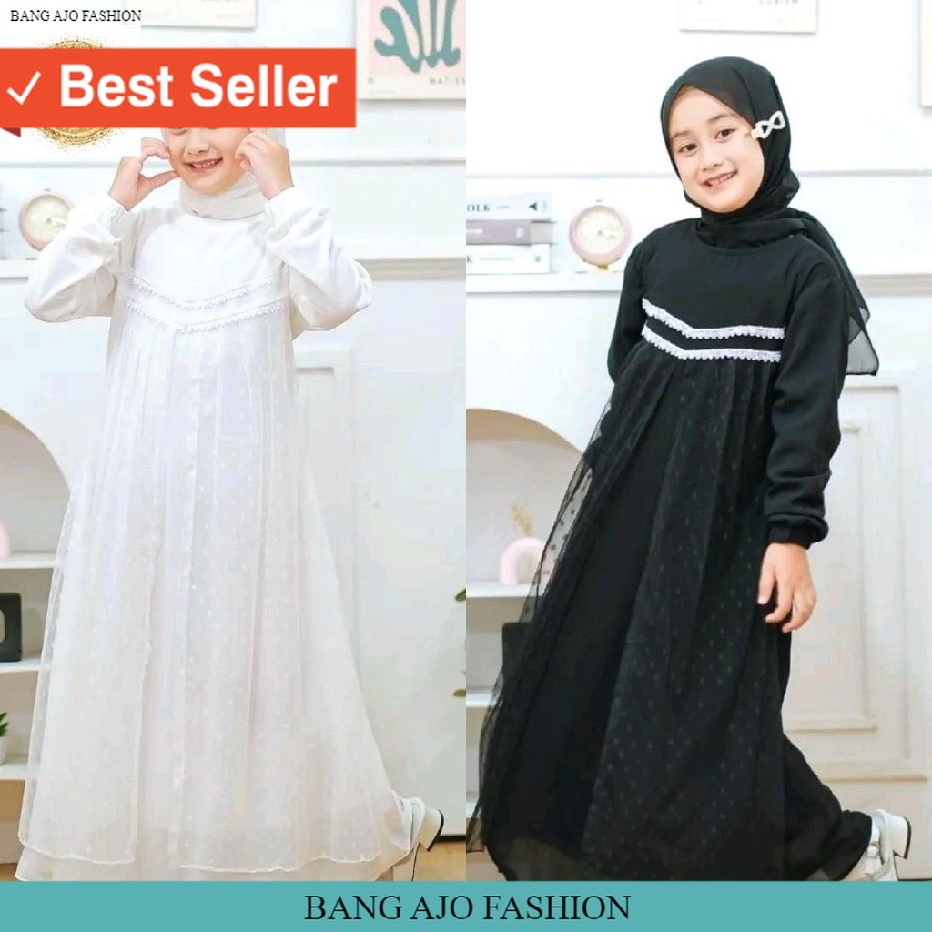 Style Kekinian Murah FAshion Lebaran idul fitri kekinian / Shafa Dress Kids Free Hijab / Gamis Anak 
