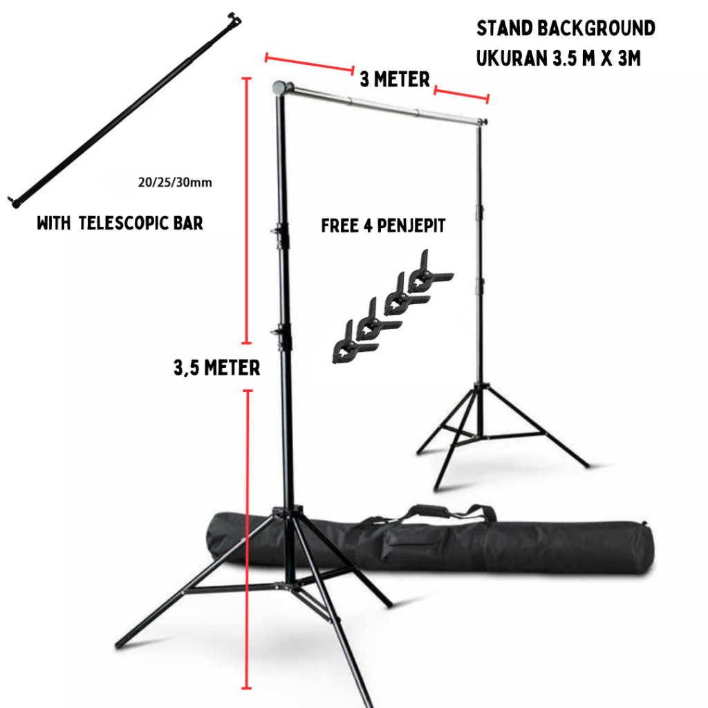 

FDK Bracket Extend tinggi 3.5M xlebar 3M Portable Background Backdrop alas Layar foto Studio Stand Set Adjustable Cross Bar Standing Jumbo bisa untuk banner pipa telescopic