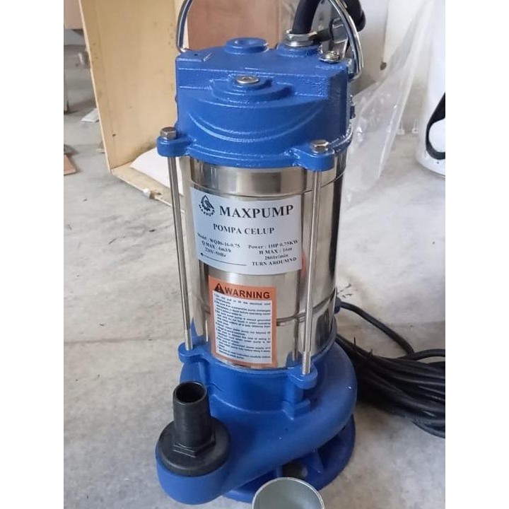 MAXPUMP WQD6-16-0.75 Pompa Celup Air Kotor Stainless Submersible Pump 1Inch 2Inch 1Hp 0.75KW Kolam P