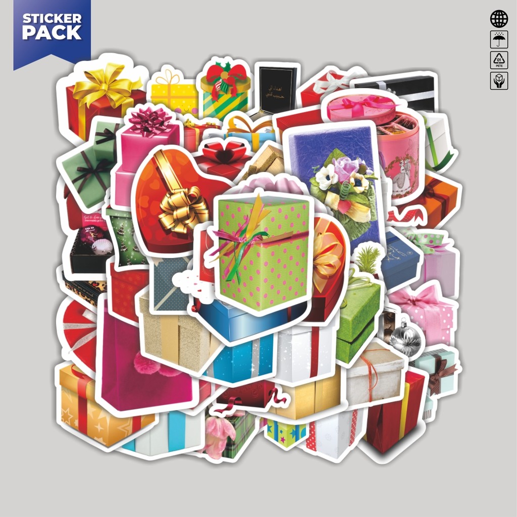 

[100PCS]Stiker Pack Stiker Gift [Kado/Hadiah] Aesthetic Vinyl Anti Air Dekorasi Sticker Laptop Buku Journal Koper Helm Casing HP Gitar Helm Skateboard