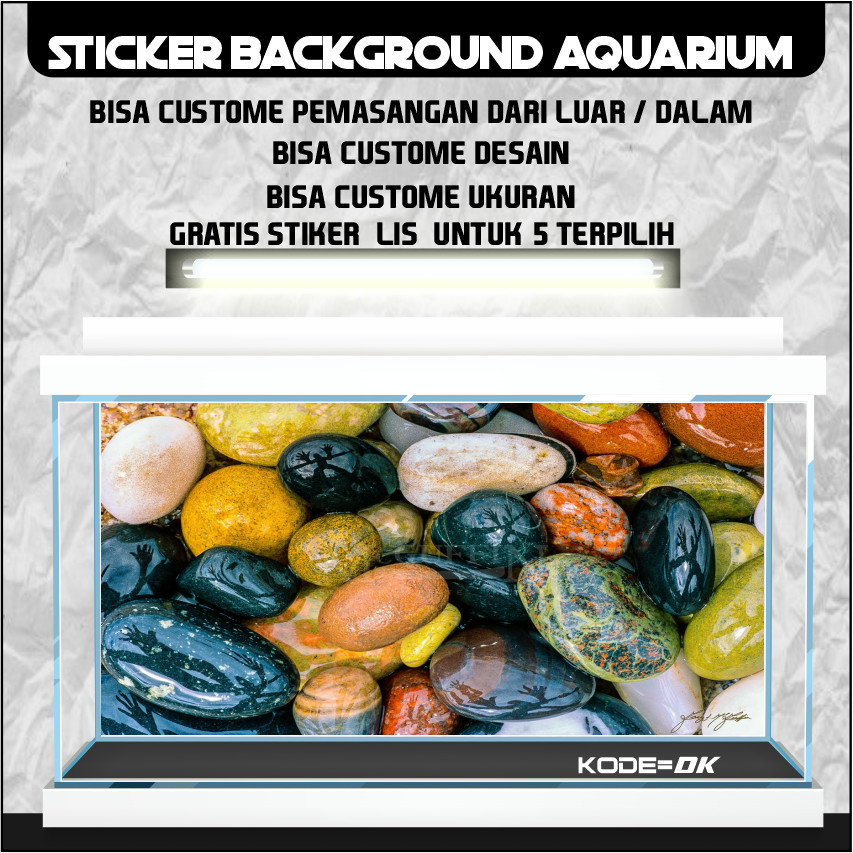 sticker wallpaper background aquarium belakang 3d tema gambar batu 3d Dk