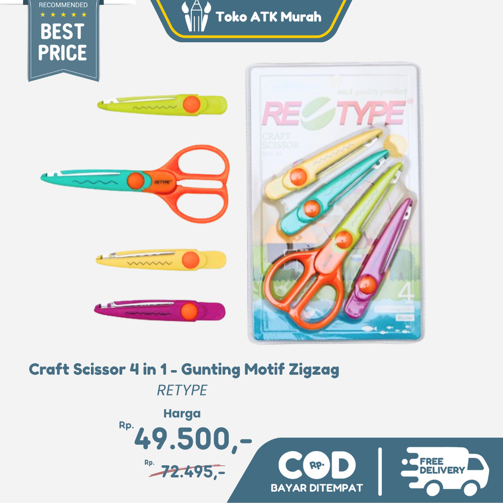 

Retype Craft Scissor Isi 4 in 1 RCS -4S - Gunting Motif Zigzag Dekoratif DIY & Scrapbook