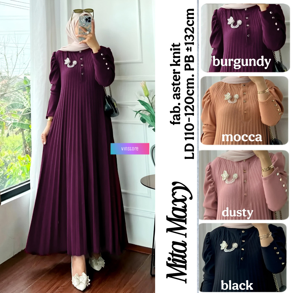 Midi Dress Wanita Terbaru Mita Midi Dress By Vins Store murahh