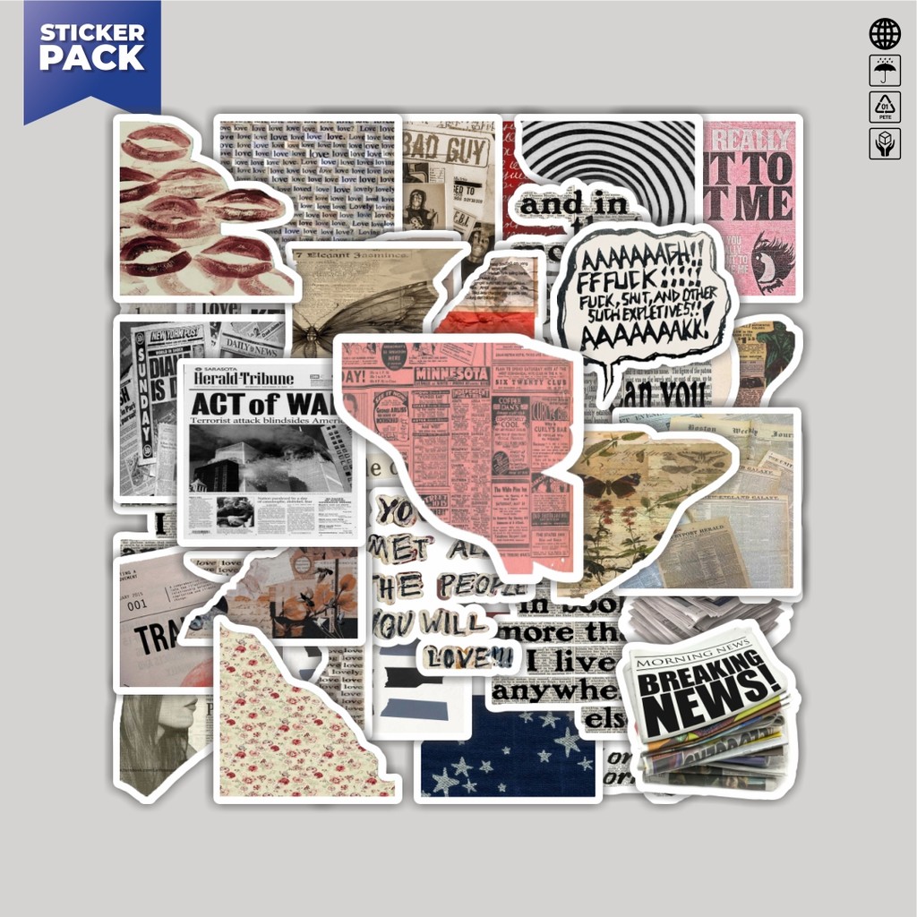 

[100PCS]Stiker Pack Stiker Tema Retro Kutipan Aesthetic Vinyl Anti Air Dekorasi Sticker Laptop Buku Journal Koper Helm Casing HP Gitar Helm Skateboard