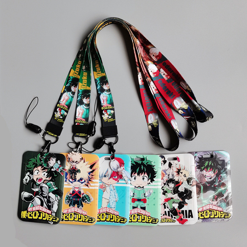 

Popular Japanese Anime Cartoon Access Pass Card Holders Lanyard Key Chain Staff Badge Holder for My Hero Academia Figure Cosplay