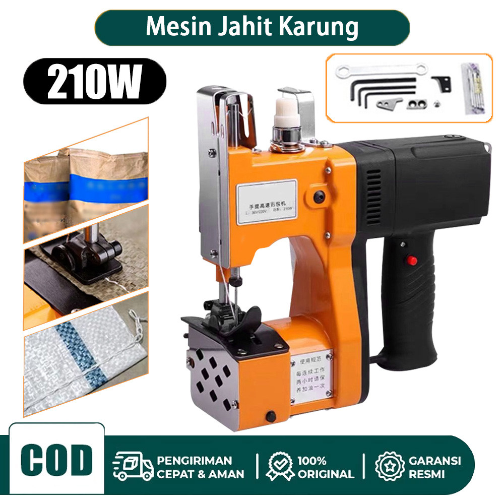 Mesin Jahit Karung 210W Portable Bag Closer Kecil Integrasi Ekspres Muatan Tanpa yar Tas Beras