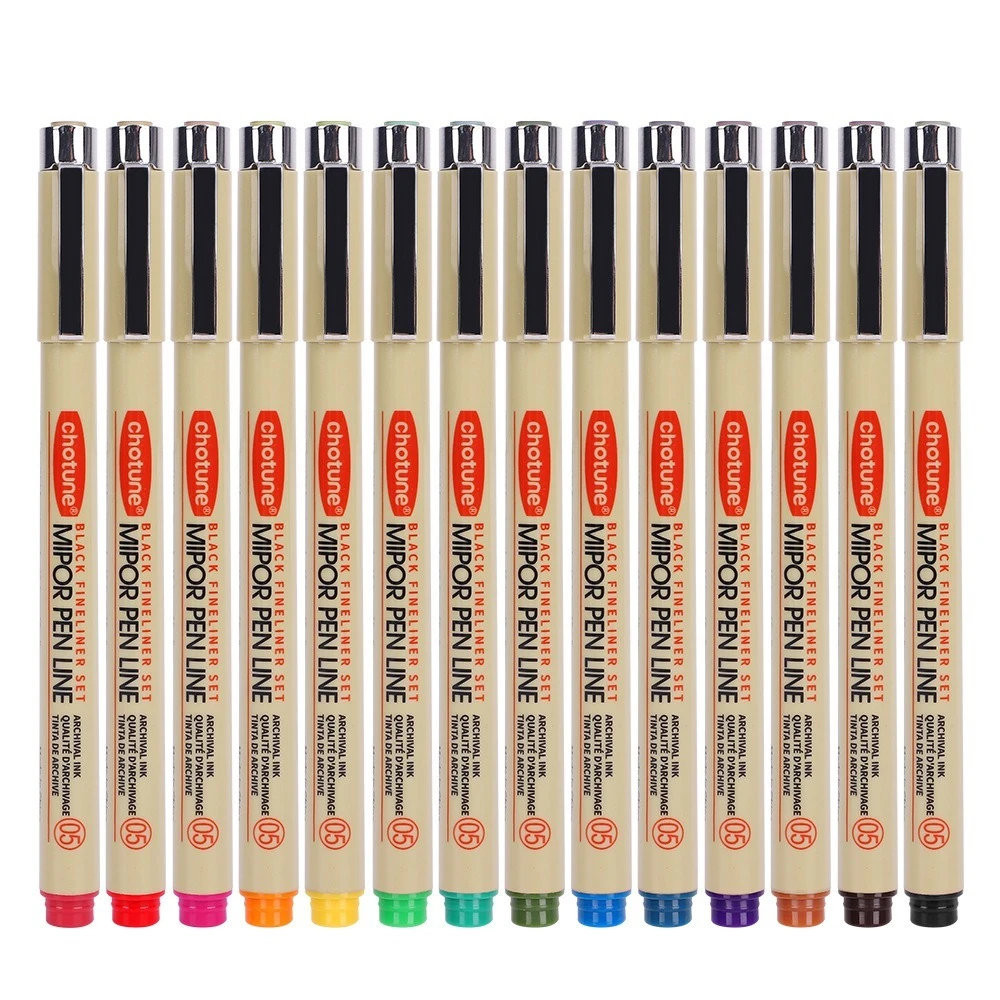 

Precision Micro-Line Pens, Set of 9 Colors Brush Fineliner Ink Pens, Waterproof Archival Ink, Multiliner Sketching Anime Drawing