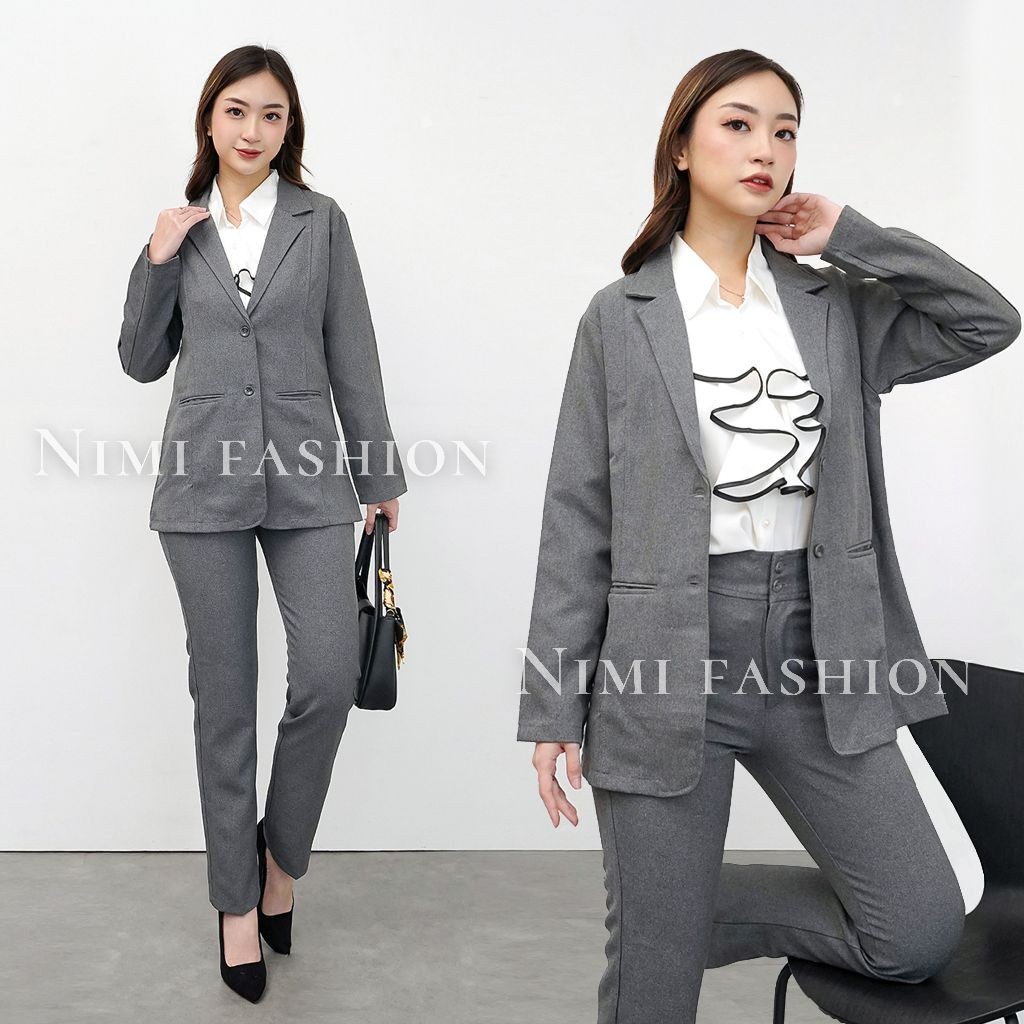 NIMI - Blezer Wanita Hitam Jas Blezer Kerja Kantor Wanita Panjang