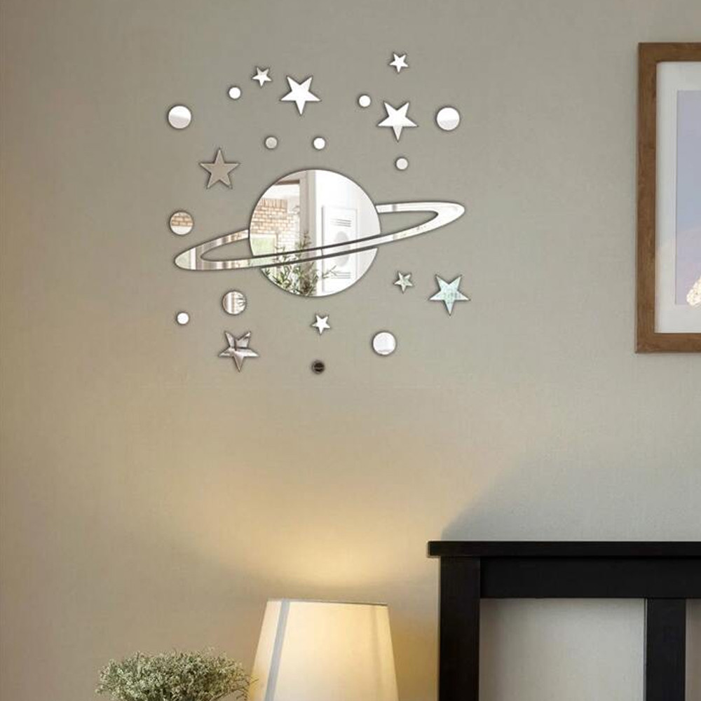 

Acrylic Star Moon Planet 3D Mirror Wall Sticker Acrylic Mirror Mural Decals Bathroom Mirror Wall Stickers For Kids Room Decor