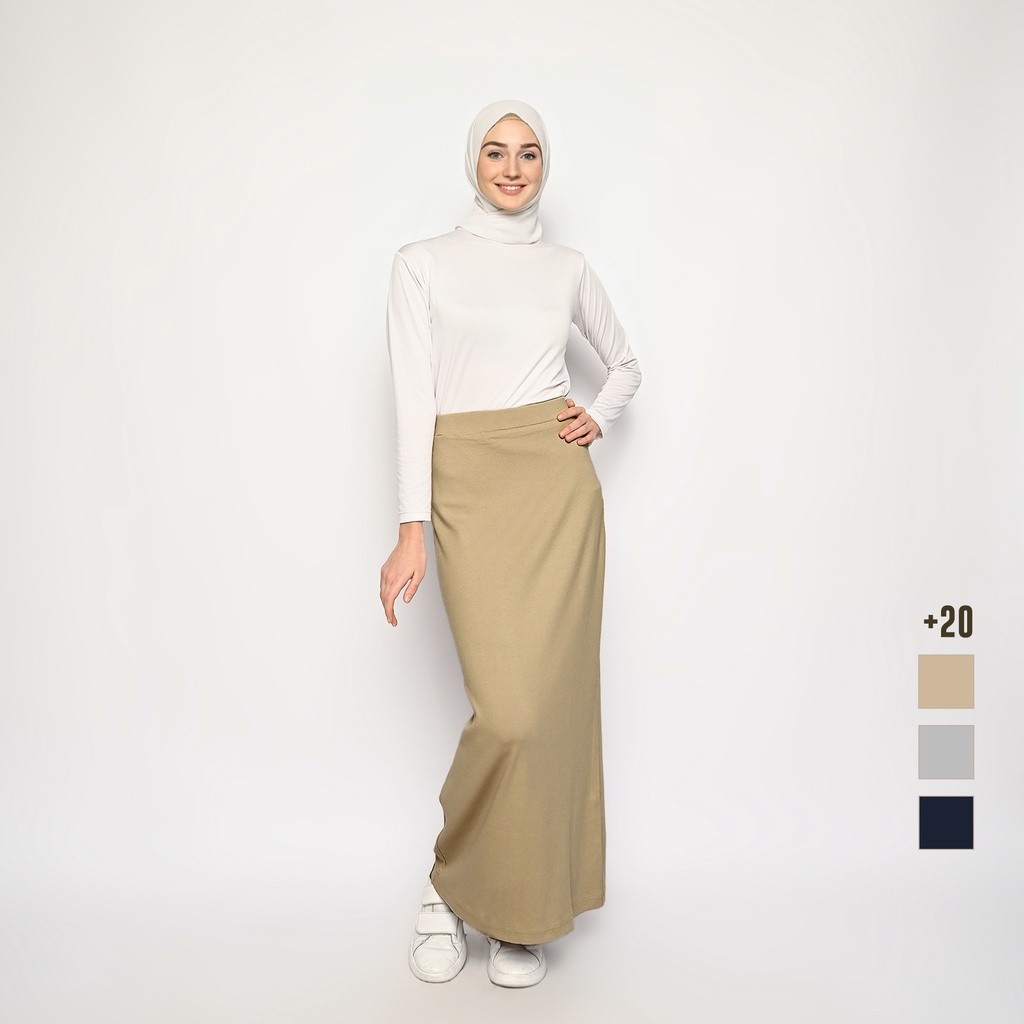paypopi5Basic Skirt (Rok Kaos Span Polos Panjang Wanita)