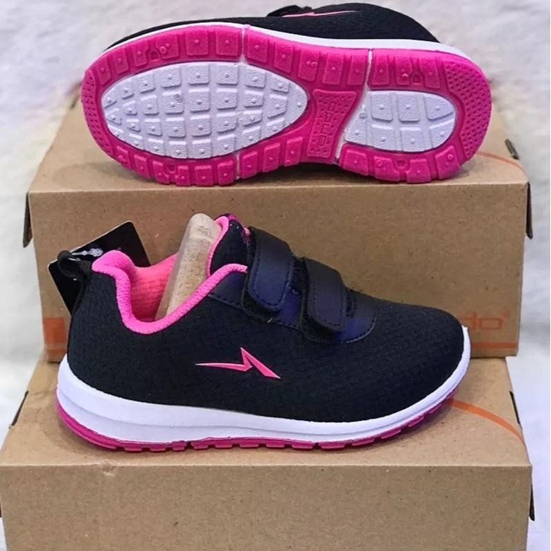 SEPATU SEKOLAH ANDO ANAK PEREKAT PRIA DAN WANITA ORIGINAL PAUD TK SD SIZE 27 SAMPAI 36 HITAM PINK