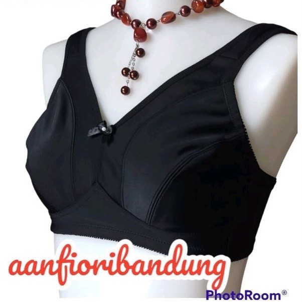 FIORI Bra FEBANI BLACK | Bra Tanpa Kawat Tanpa Busa | Bra Tali Lebar Kait 3 | BLACK