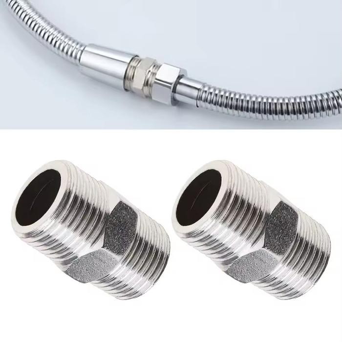 Konektor Selang Pipa Shower Stainless Steel Hose Extender 2 Pcs