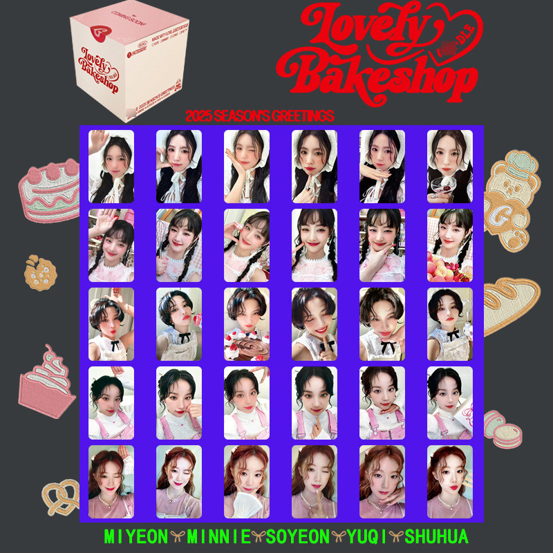 6Pcs/Set Kpop GIDLE 2025 SEASONS GREETINGS Photocard LOVELY BAKESHOP Single Shuhua Soojin Miyeon Yuq