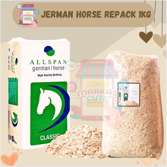 GERMAN HORSE BEDDING SERBUK KAYU PREMIUM REPACK 1KG - Serbuk Kayu German Horse Repack