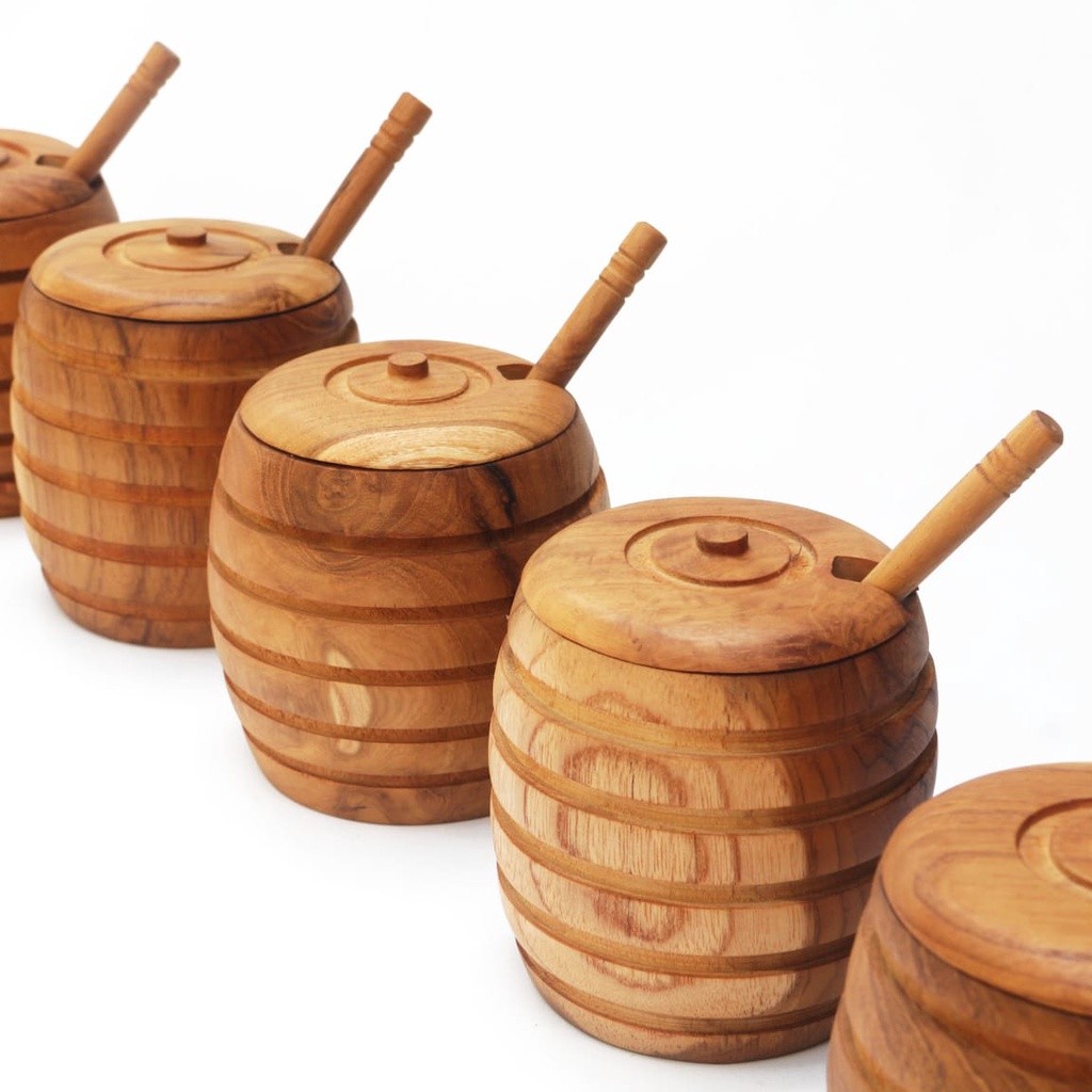 HONEY JAR - Gelas Madu/ Toples kayu/ Gelas Kayu/ Toples Madu Kayu/ Wadah Madu