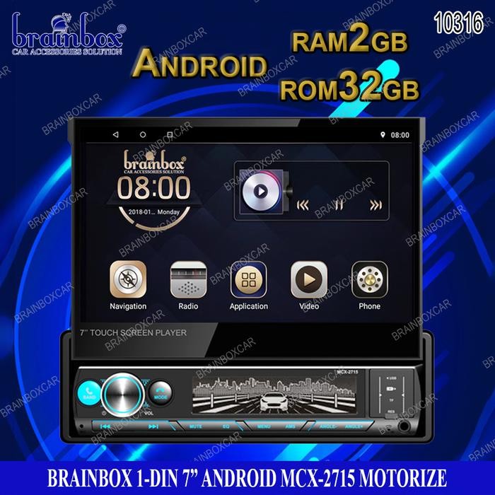 Brainbox Car Headunit Android MCX-2715 Single Din 1-Din 7 Inch Tape - 1GB + 16GB