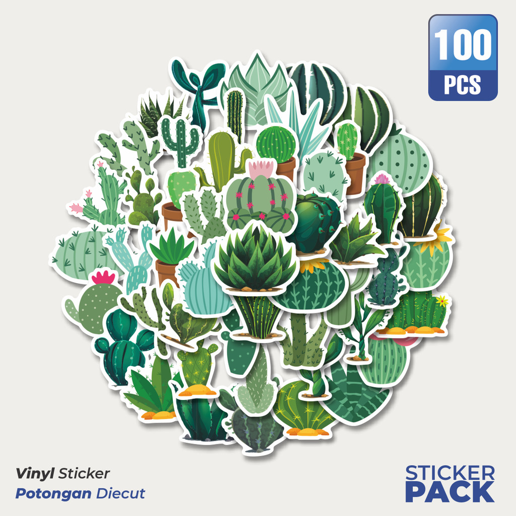 

Stiker Vinyl Stiker Tanaman Kaktus Hijau Waterproof Aesthetic- Untuk Laptop, Motor, dan Helm - Paper Stationery Pack