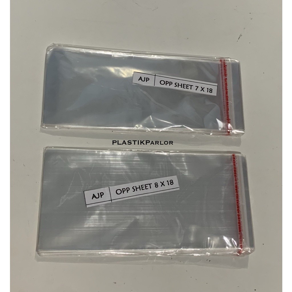 

Plastik OPP ONE SHEET Uk. 7x18, 8x18, 9x18 Tebal 03 Untuk Risol, Lumpia, Sosis, dll
