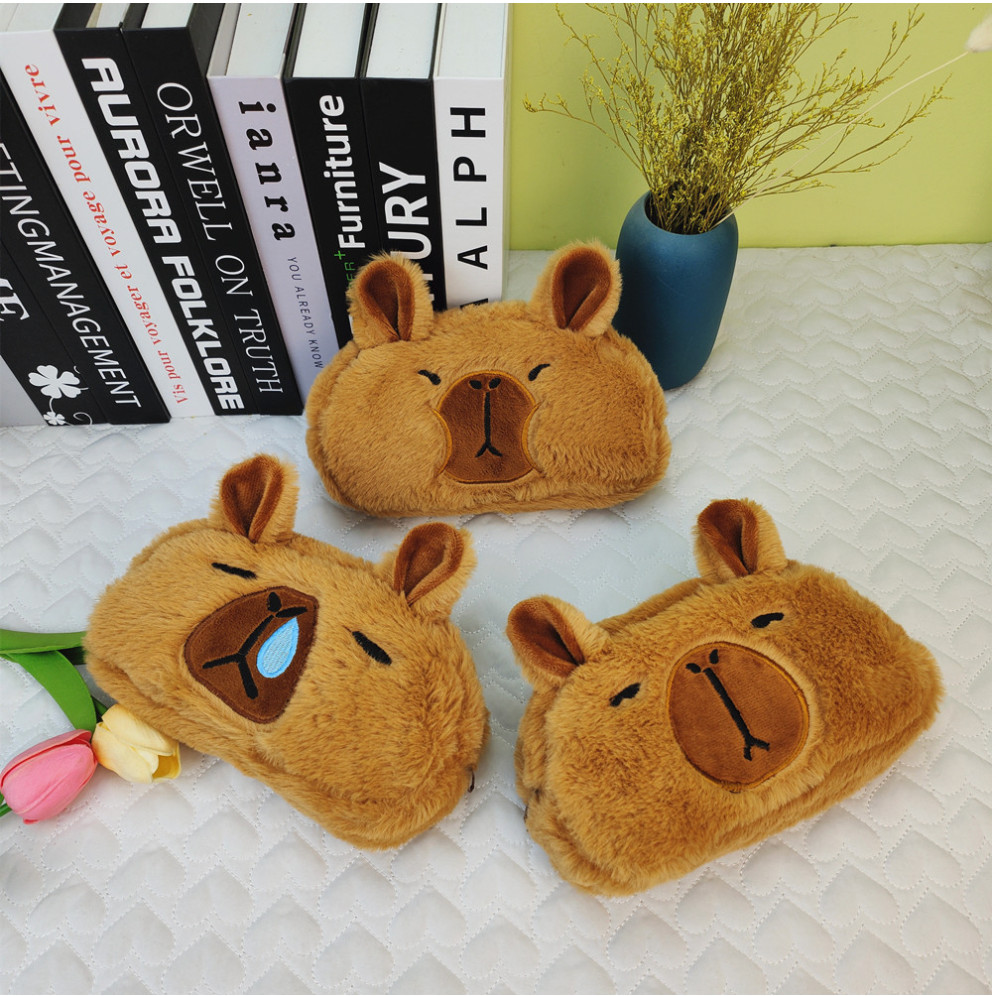 

Pencil Case Capybara Imbut Bulu Halus Tempat Pensil Anak Pouch Alat Tulis Lucu Bentuk Kapibara Keren