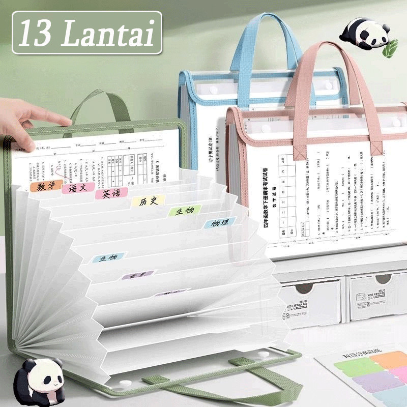

COD A4 Transparan Folder Multi-Layer Folder Document Bag Clear Color Waterproof Partition File Bag Untuk Sekolah Kantor