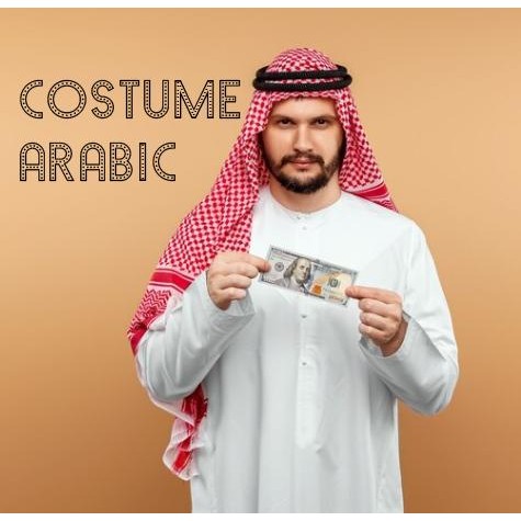 kostum arabian syal warna merah putih sorban arafat - JENGGOT PALSU