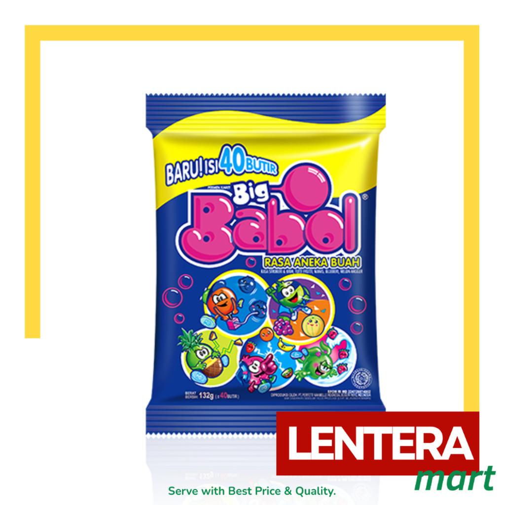 

Permen Big Babol Bag Rasa Tutti Frutti/Stroberi/Assorted Isi 40 pcs LenteraMart