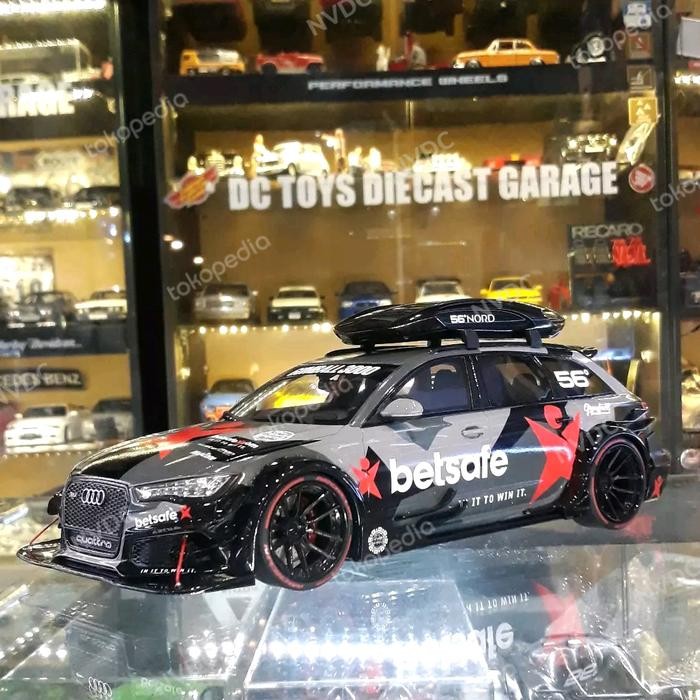 Diecast AUDI RS6 C7 DTM Black Schwarz Gumball with Roof Box By GT SPIRIT