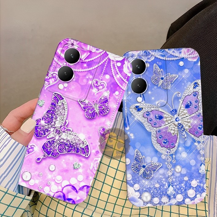 [GOLDEN CASE][08] Softcase VIVO Y17S 4G 2023 Motif butterfly glitter lucu- Case Kekinian - Case Proc