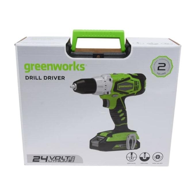 Cordless Drill 24V GREENWORKS 13mm mesin Bor Portable