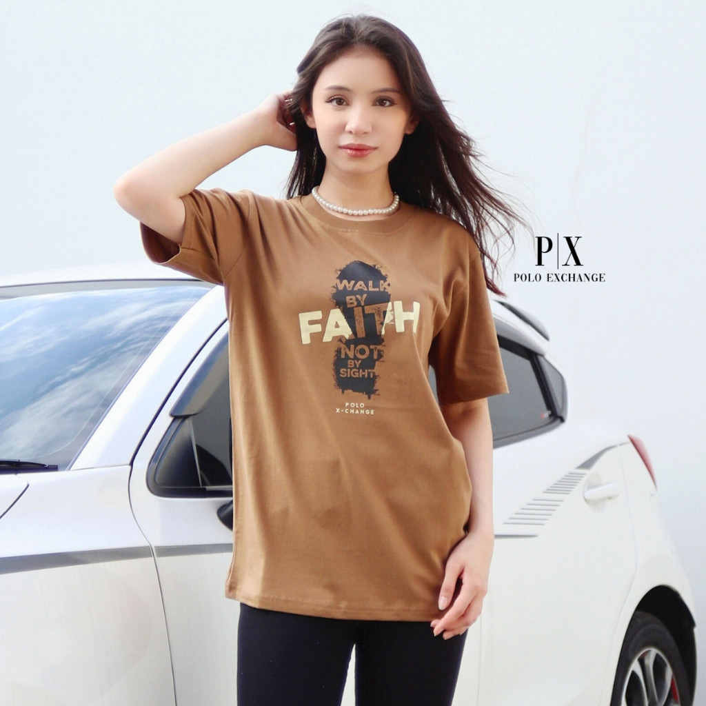 Kaos Distro Wanita Pria Polo Exchange Walk by Faith Katun Premium Tshirt Sablon Mutiara Pasta 10147