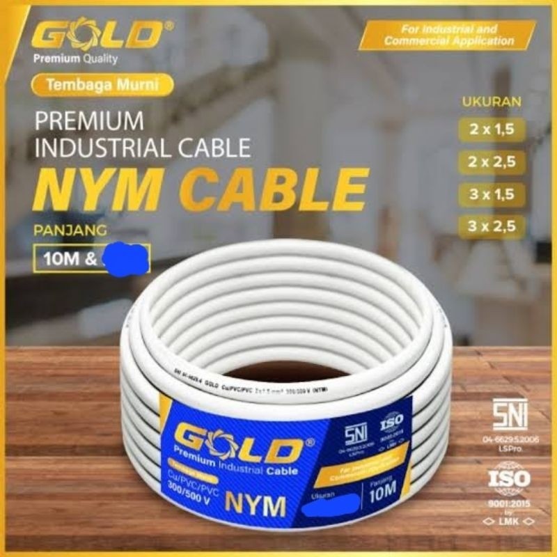 GOLD NYM CABLE 10M SNI / NYM KABEL LISTRIK GOLD 10METER SNI / KABEL LISTRIK GOLD NYM 10 METER ( 2X1,