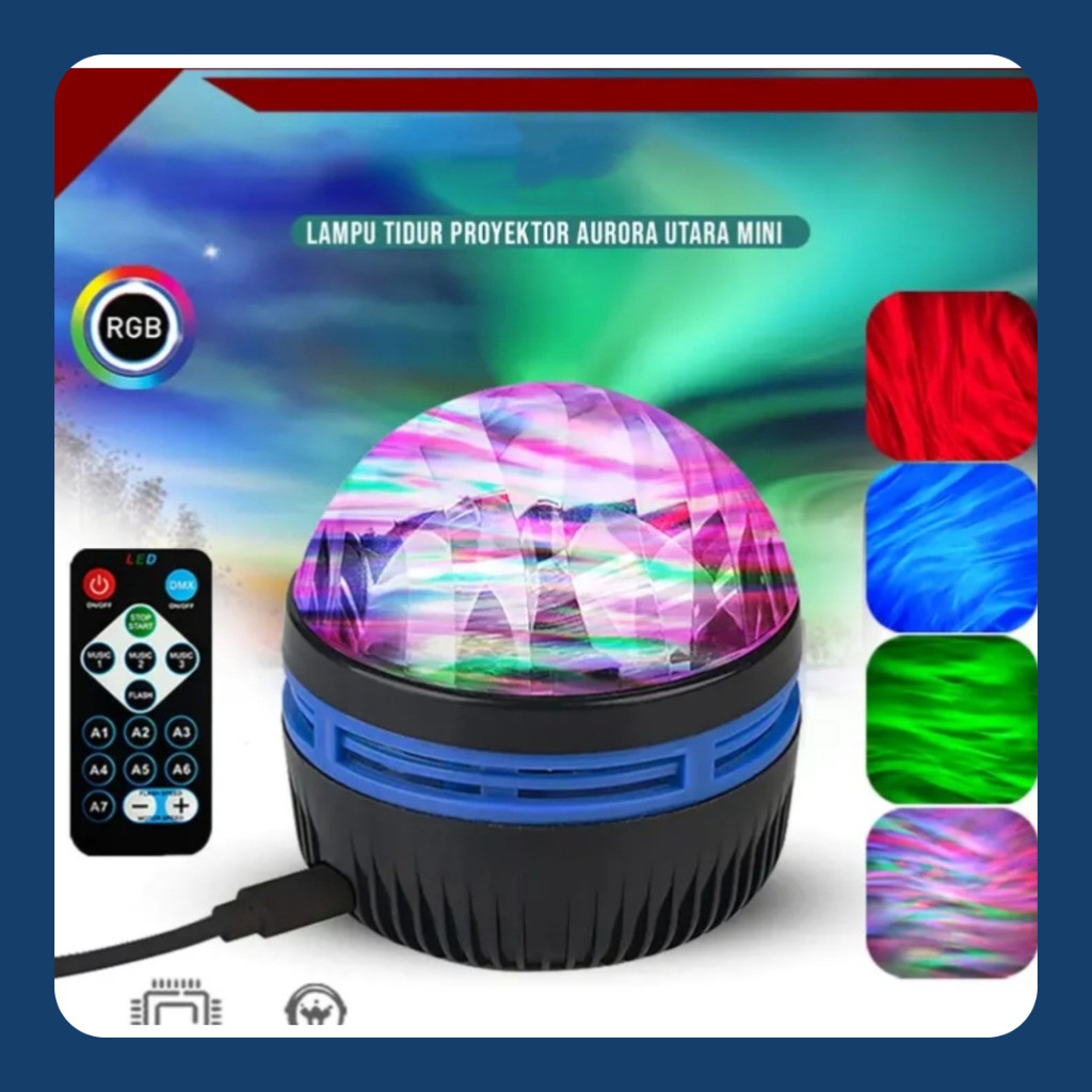 Lampu proyektor Aurora Utara mini Lampu Galaksi Langit Aurora Lampu Tidur Lampu Disco + Remote