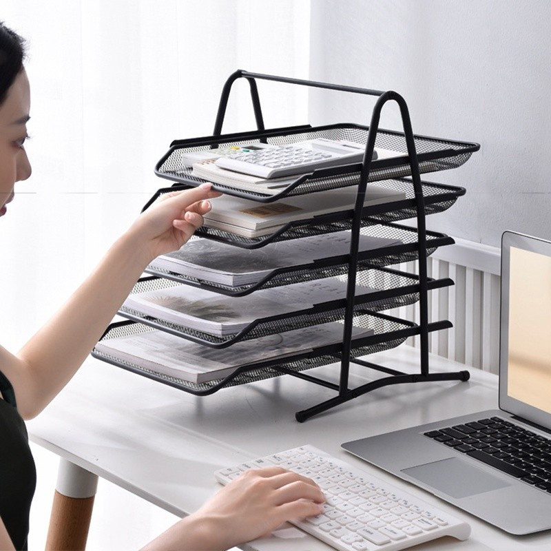 

PRADHIP_ID Rak Dokumen 5 Susun File Tray Rak Kertas Tray Desk Storage 5 & 3 Susun Jaring Besi