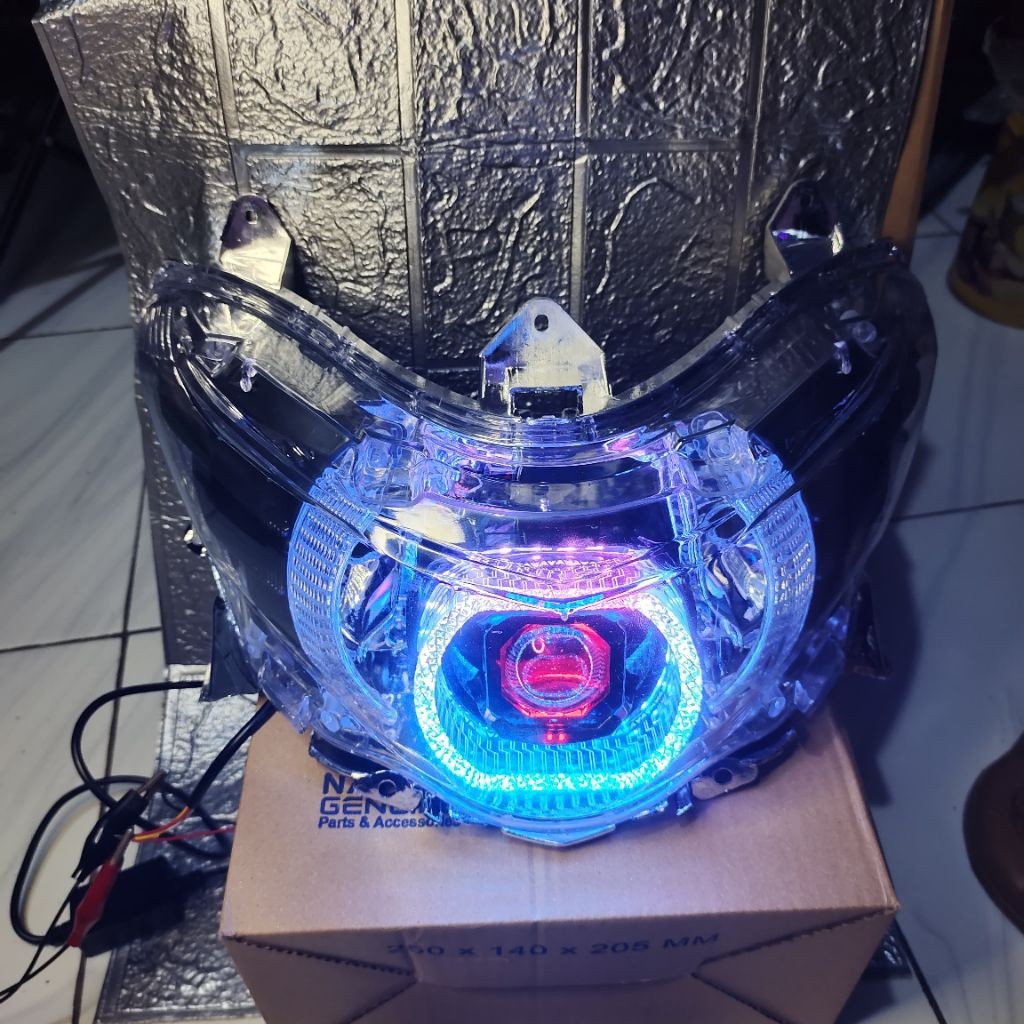 REFLEKTOR LAMPU DEPAN MIO GT MIO SUOL GL BILED KRISTAL RGB 50WAT FULL SET REFLEKTOR TINGGAL PASANG